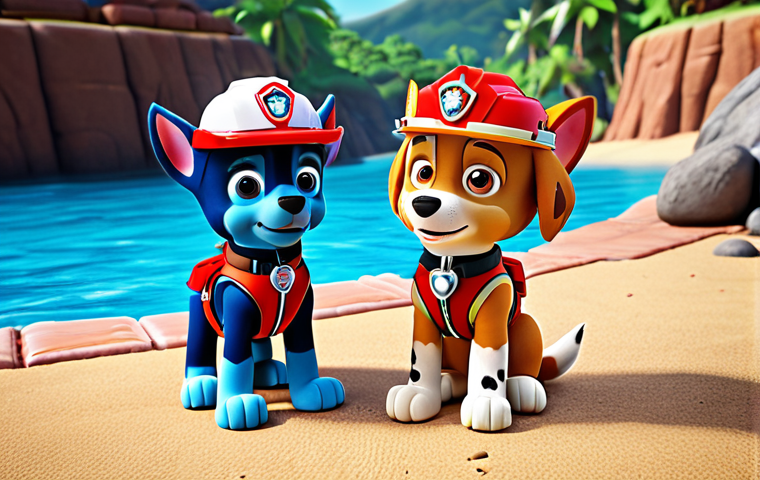 **
> "Paw Patrol team with Spin Master toys in Adventure Bay, showcasing teamwork and rescue mission gear."
**