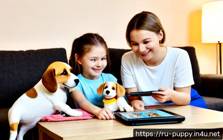 퍼피구조대 팬들의 리뷰 - Photorealistic cozy Moscow family living room, a smiling Russian mother and two school-age children ...